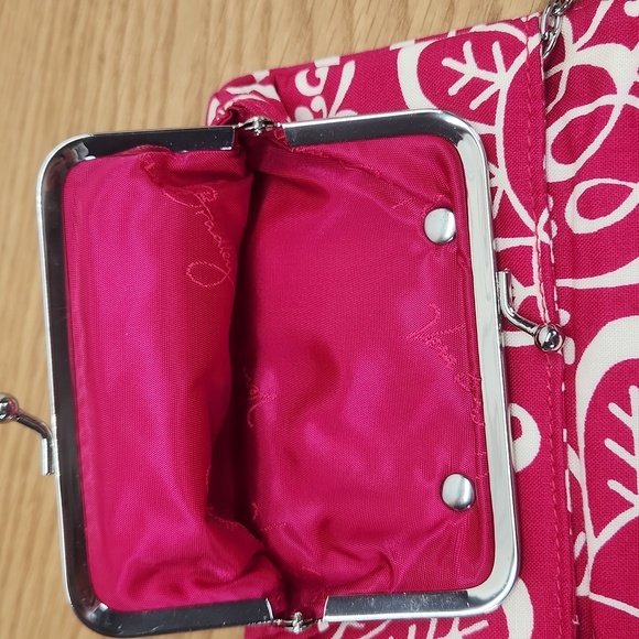 Vera Bradley Twirly Bird Pink Wallet With Keychain, ID Display - Picture 4 of 6